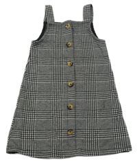 Černo-šedé kostkované úpletové propínací šaty River Island