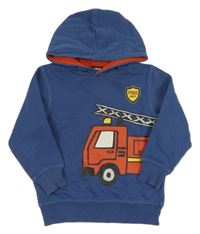 Modrá mikina s hasiči a kapucí H&M