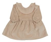 Světlerůžové sametové žebrované šaty s volánkem George