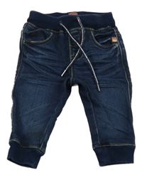 Tmavomodré teplákové cuff tepláky s úpeltovým pasem 