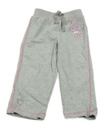 Šedé melírované tepláky s kočkou 