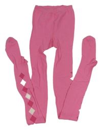 Nové - růžové vzorované punčocháče 