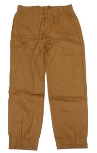 Hnědé plátěné cuff kalhoty 