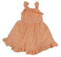 Oranžovo-bílý květovaný lehký kraťasový overal dunnes