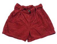 Vínové manšestrové kraťasy s páskem Nutmeg