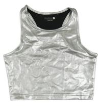 Stříbrný crop top 