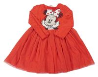 Červené šaty s tylovou sukní a Minnie M&S