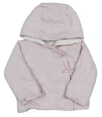 Růžovo-bílý oboustranný zateplený kabátek s kapucí Debenhams