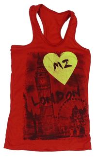 Červený top s londýnskými památkami a srdcem