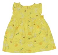 Žluté bavlněné šaty s králíky a včelami F&F