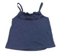 Tmavomodrý crop top s volánky 