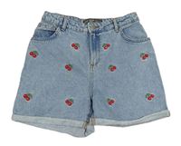 Světlemodré riflové kraťasy s třešněmi Denim Co.