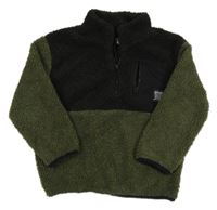Černo-khaki huňatá mikina F&F