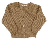 Hnědý melírovaný žebrovaný propínací svetr Shein