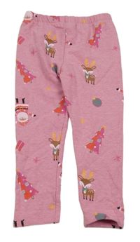 Růžové zateplené legíny se Santou a stromečky Matalan