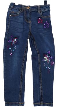 Tmavomodré skinny rifle s hvězdami z flitrů Next