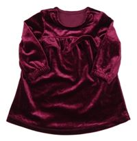 Vínové sametové šaty s volánkem Nutmeg