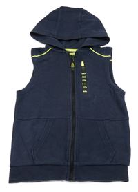 Tmavomodrá tepláková propínací vesta s kapucí F&F