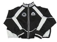 Černo-bílá propínací sportovní crop mikina s nášivkami Next