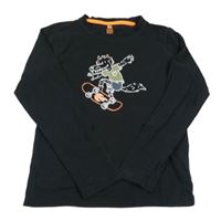 Černé triko s vlkem Hema