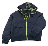 Tmavomodrá šusťáková lehce zateplená bunda s kapucí Bench