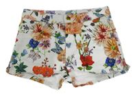 Bílo-barevné květované riflové kraťasy H&M