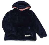 Tmavomodrá plyšová mikina s kapucí Kids