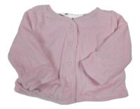 Světlerůžová sametová propínací oboustranná mikina Jojo Maman Bébé