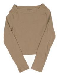 Béžové žebrované crop triko Primark