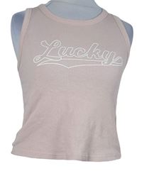 Dámský růžový žebrovný crop top s nápisem Tally Weijl 