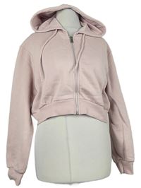 Dámská světlerůžová crop propínací mikina s kapucí H&M