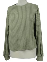 Dámské světlekhaki žebrované crop úpletové triko Shein 