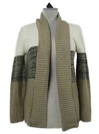 Nové - Dámský béžovo-bílo-černý pruhovaný svetrový cardigán Impulse 