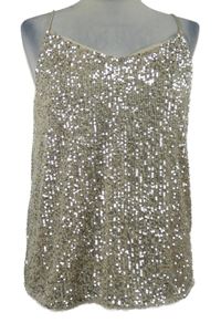 Dámský pudrový flitrový top River Island 