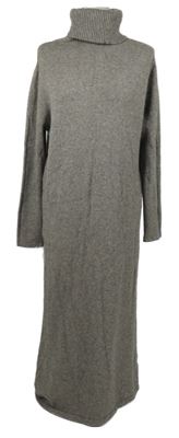 Dámské hnědé svetrové midi šaty s rolákem 