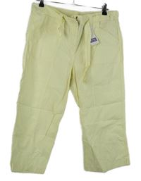 Nové - Dámské žluté plátěné capri kalhoty s páskem M&S