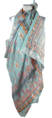 Dámské světlemodro-růžové květované pareo 