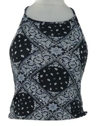 Dámský černo-bílý vzorovaný crop top H&M