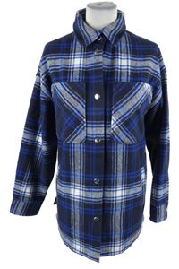 Dámská tmavomodro-modrá kostkovaná oversized vlněná bunda H&M
