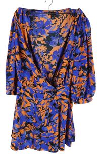 Dámský modro-oranžový vzorovaný letní overal River Island 