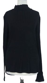 Dámské černé žebrované triko se stojáčkem H&M