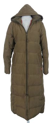 Dámský pískový šusťákový zimní dlouhý kabát s kapucí HRC 