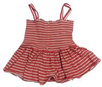 ČErveno-růžovo-neonově růžový pruhovaný žabičkový crop top next