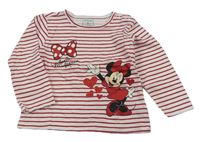 Bílo-červené pruhované triko s Minnie Disney