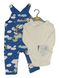 Nové- 2set- modré laclové tepláky Peter Pan+ bílé body Disney