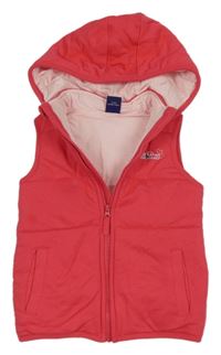 Malinová tepláková zateplená vesta s nápisem a kapucí 