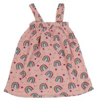 Růžové županové šaty s duhami 