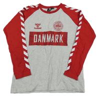 Šedo-červené triko s nápisem Hummel