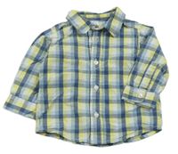 Modro-bílo-žlutá kostkovaná košile C&A