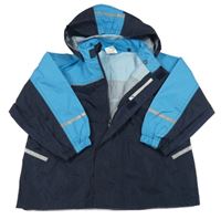 Tmavomodro-modrá šusťáková nepromokavá bunda s kapucí papagino